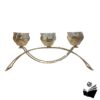 Candelabro Decorativo de Cristal y Dorado con Diseño Flor