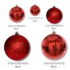 Set de Esferas Navideñas 38 Piezas - Rojo Liso y Escarchado - Imagen 2