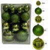 Set de Esferas Navideñas 38 Piezas - Verde Oliva Liso y Escarchado