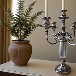 Candelabro Clásico Plateado de 5 Brazos