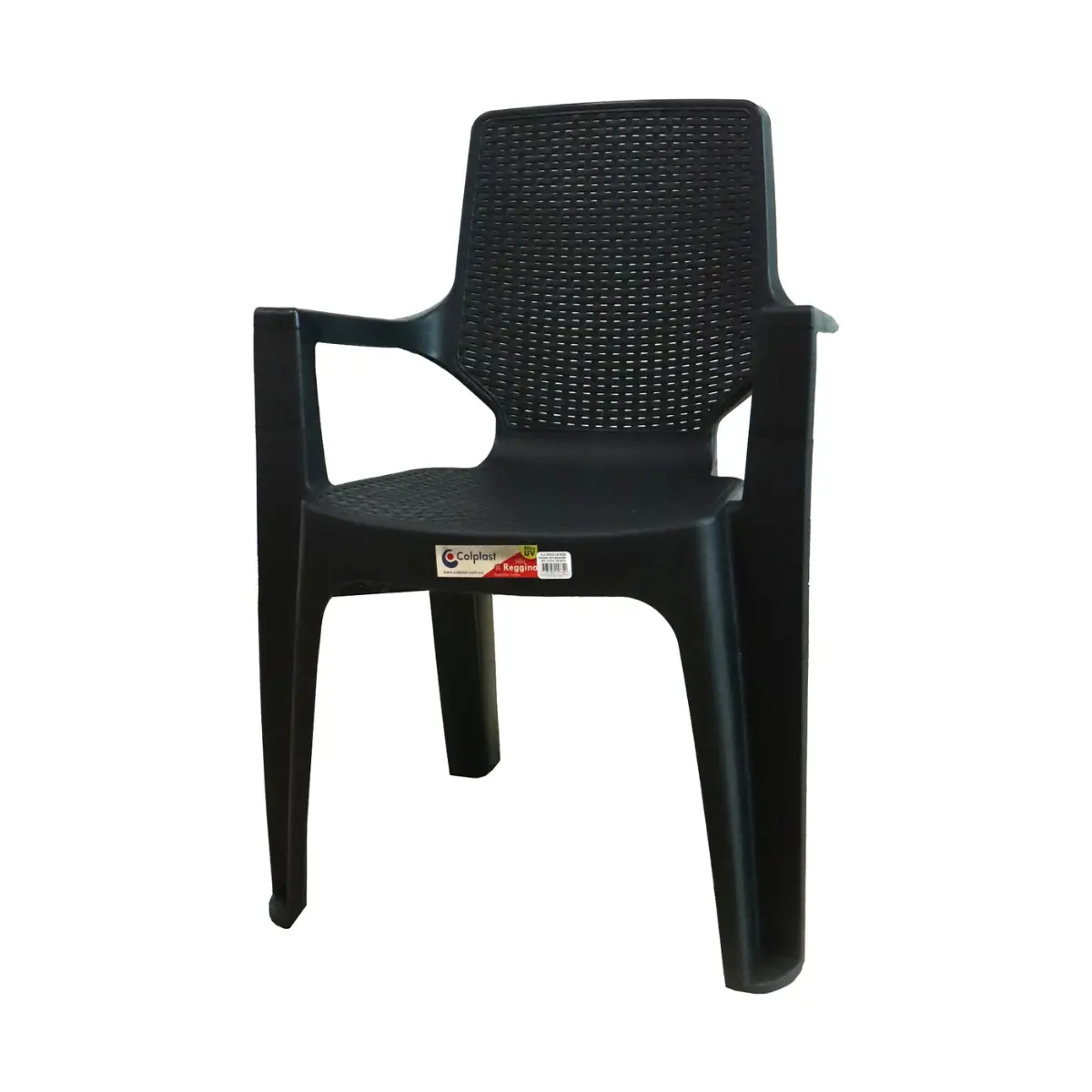 Silla Reggina Con Brazos Rattan Negro - Colplast
